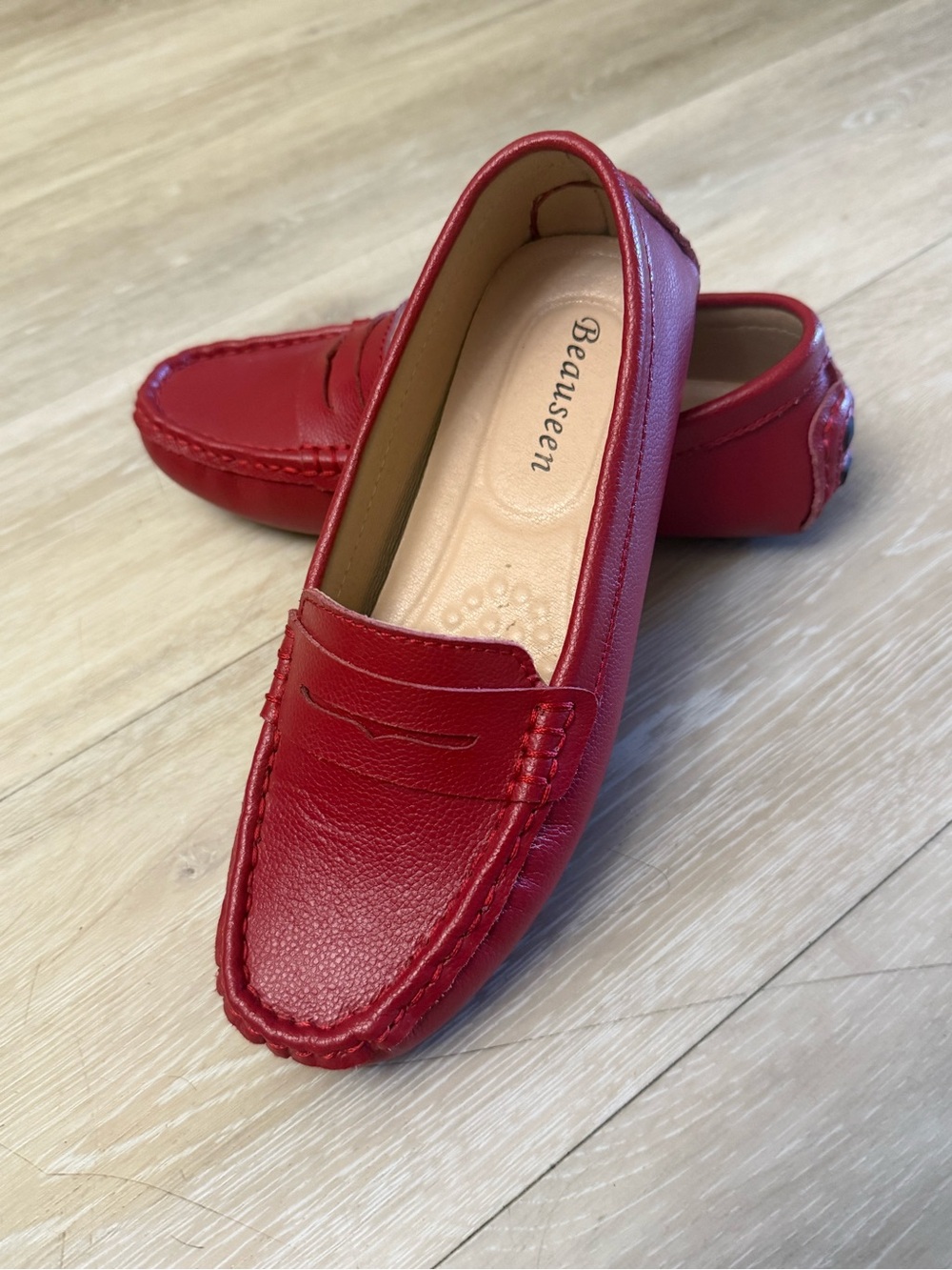 Bauseen Red Moccasin Loafers